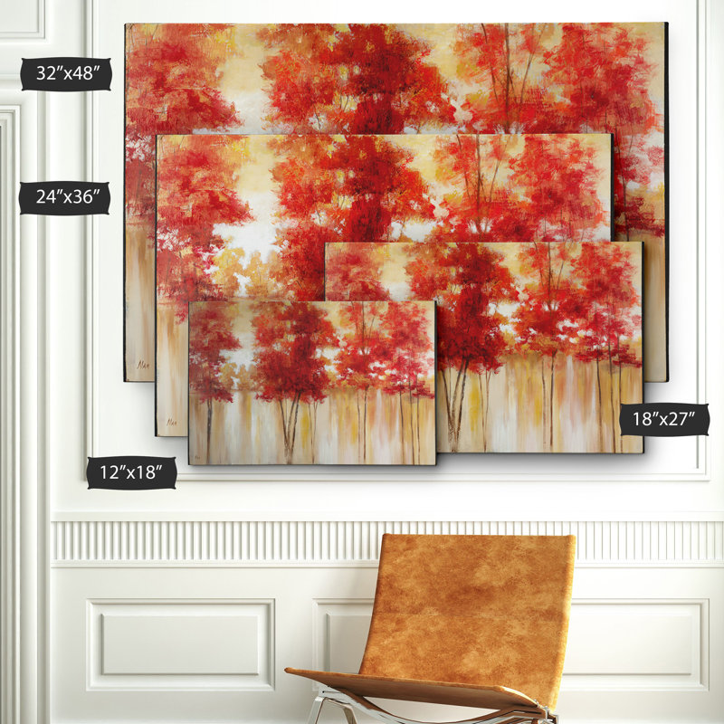 « Arbres rouges », reproduction sur toile tendue, H 24 po x l 36 po x 1,5 po