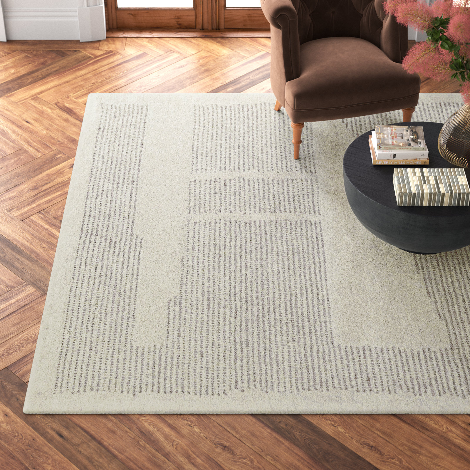 Craton Hand Tufted Wool Ivory Rug, Rectangle 6' x 9'