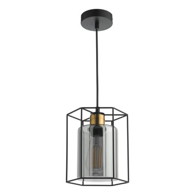 1 - Light Matte Black Caged Pendant