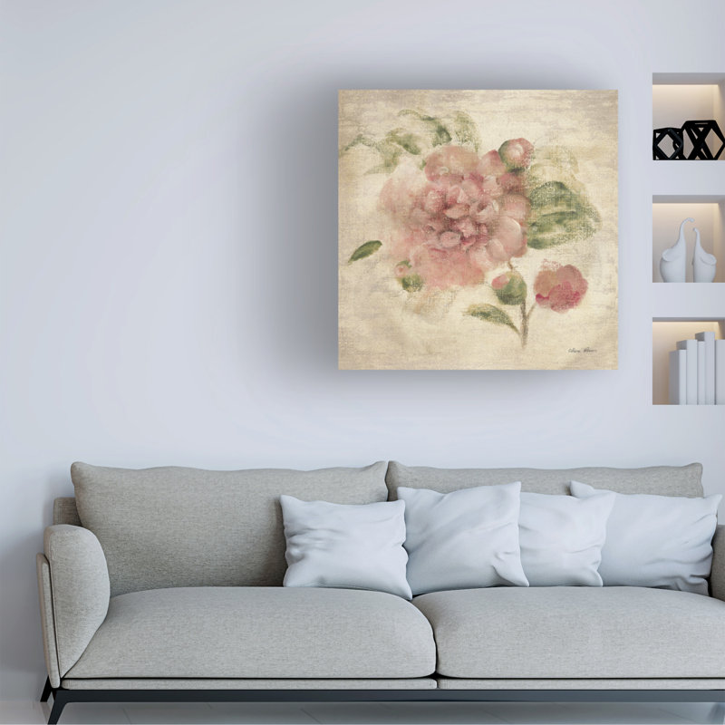 Œuvre sur toile lin lin rose Cheri, H 14 po x l 14 po
