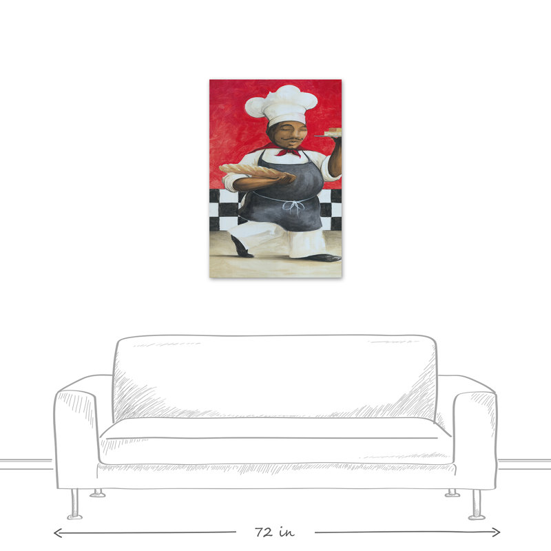 " Happy Chef ", 36" H x 24" W x 1.25" D, Wrapped Canvas