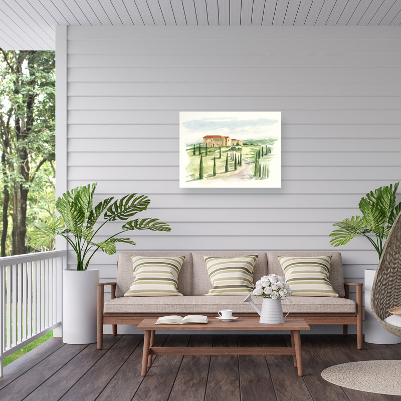 Toile pour l'extérieur «Watercolor Tuscan VIlla I» par Ethan Harper, H 14 po x l 19 po x P 1,5 po