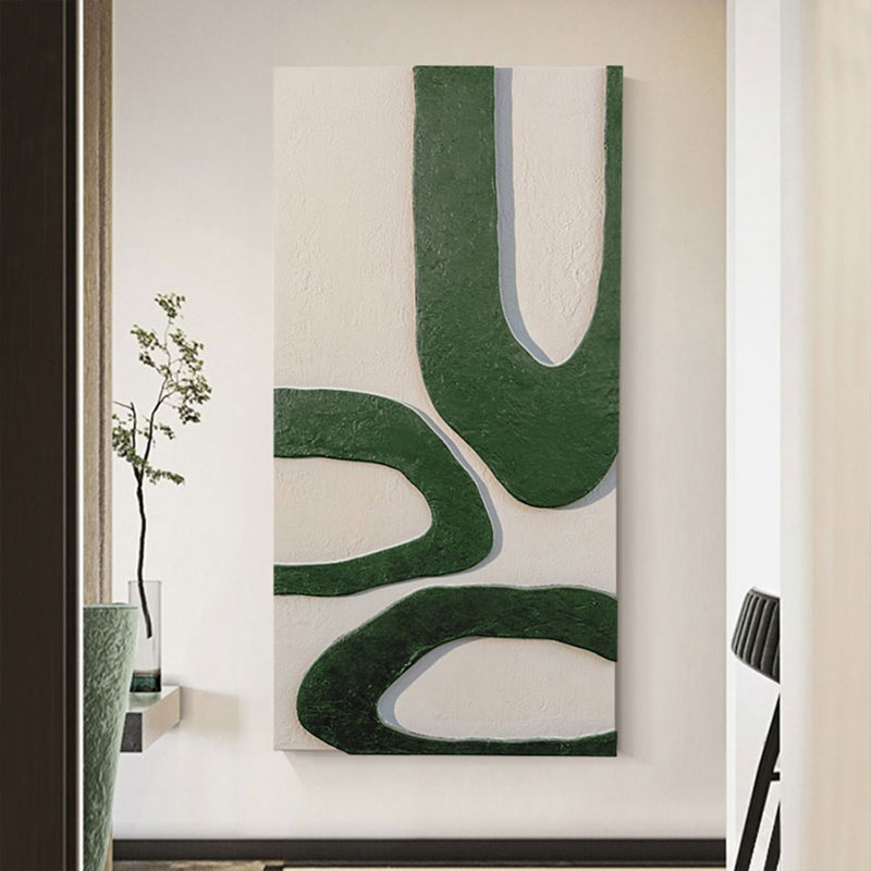 Art mural Mid-Century moderne en toile pour salon, H 39,37 po x l 19,69 po, Vert