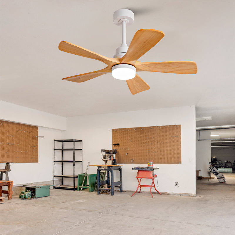 Hot sales Modern Ceiling Fans With Lights and Remote Control, 5 Solide Wood Blades, Reversible DC Motor, 42", Antique White