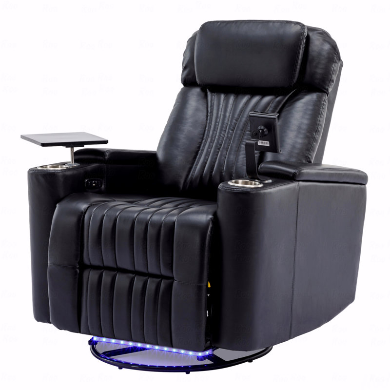 270° Power With Swivel Function Recliner,Home Theater Seating With Hidden Arm Storage And With LED Light Light Strip,Cup Holder,360° With Swivel Function Tray Table,And Cell With Phone Holder,Soft Living Room Chair