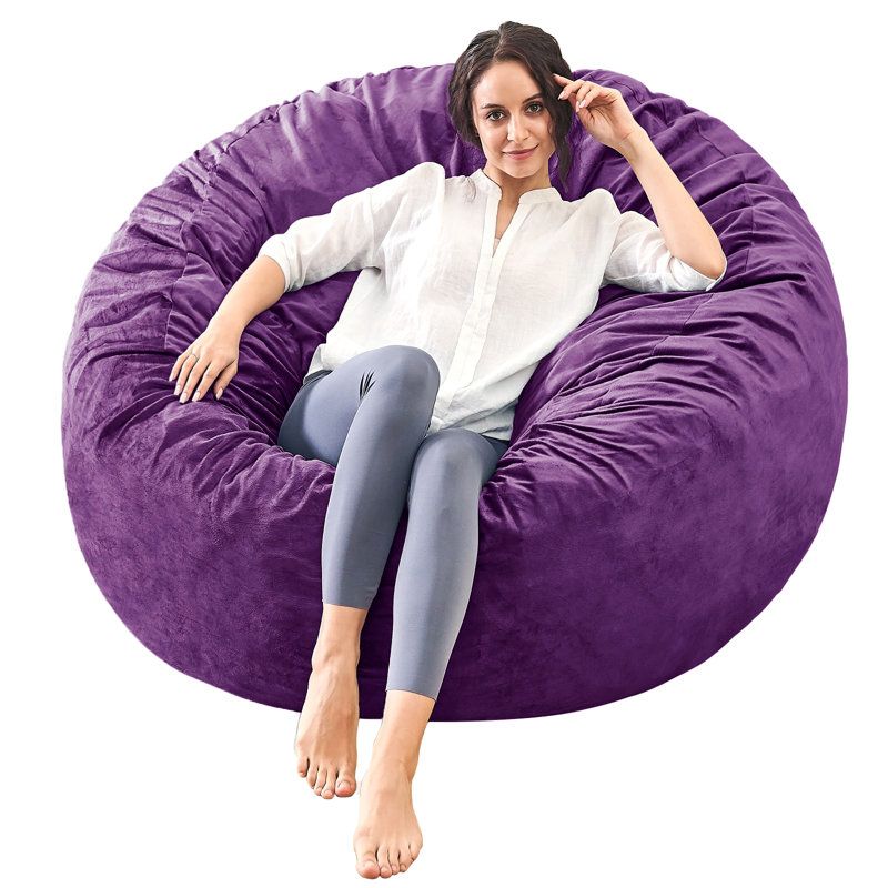 Fauteuil à billes en mousse à mémoire de forme avec housse amovible, H 33 po x l 33 po x P 24 po, Velours mauve