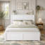 Lit plateforme pleine grandeur avec tablettes coulissantes et lit gigogne simple