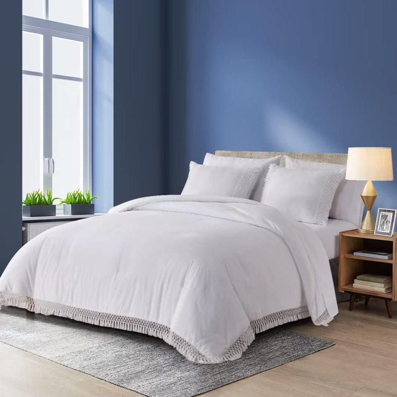  Ensemble d'édredon 3 pièces en microfibre blanche, Lit simple