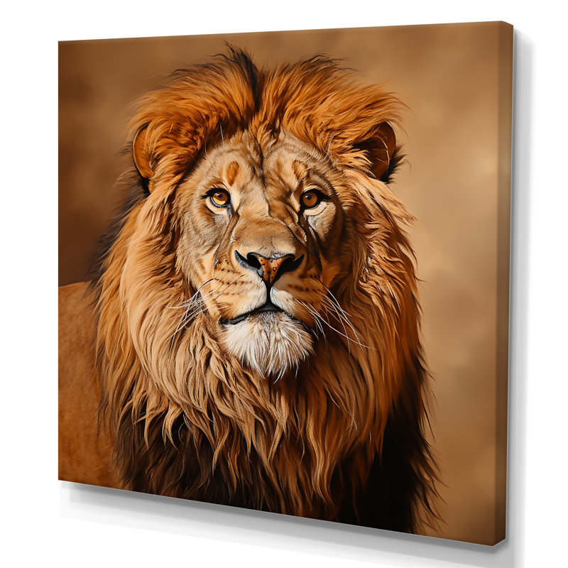 Royal Lion Portrait II - décoration murale animal lion, Toile tendue, H 36 po x l 36 po x P 1,5 po