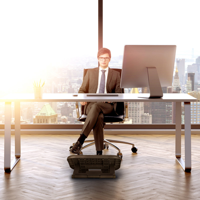 Ergonomic Adjustable Gray Plastic Under Desk Footrest