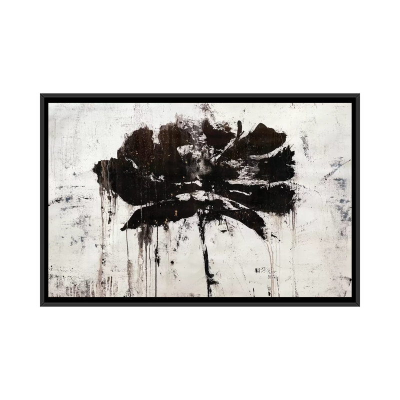Reproduction d’art, "Black Rain" par Julian Spencer, H 18 po x l 26 po x P 1,5 po, Toile avec cadre noir, Pas de tapis