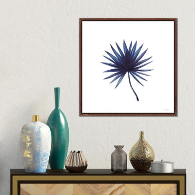 Watercolor Blue Leaf II 1 Piece Floater Frame Wall Art on Canvas