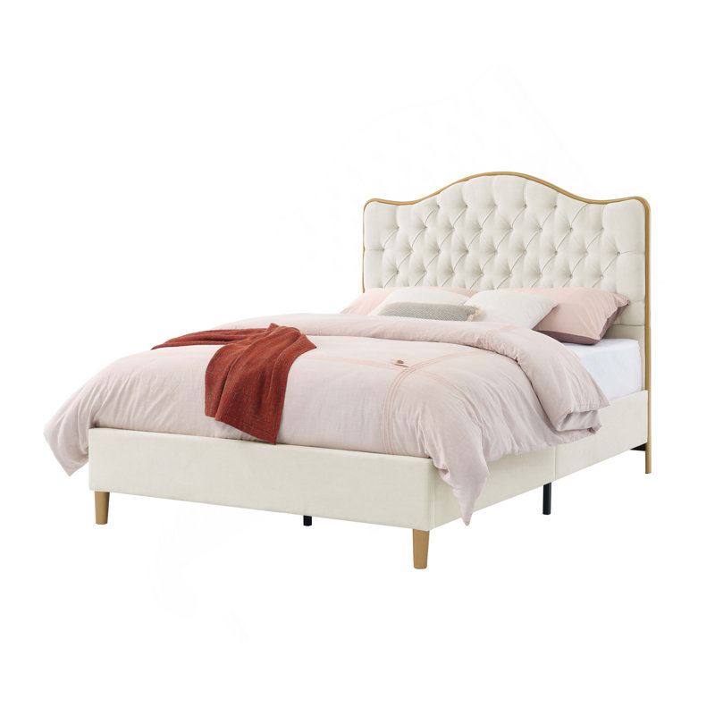 Structure de lit tapissier Luxelegance, Beige