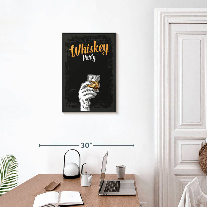 Whisky Party, Cadre flottant noir, 17 po x 25 po