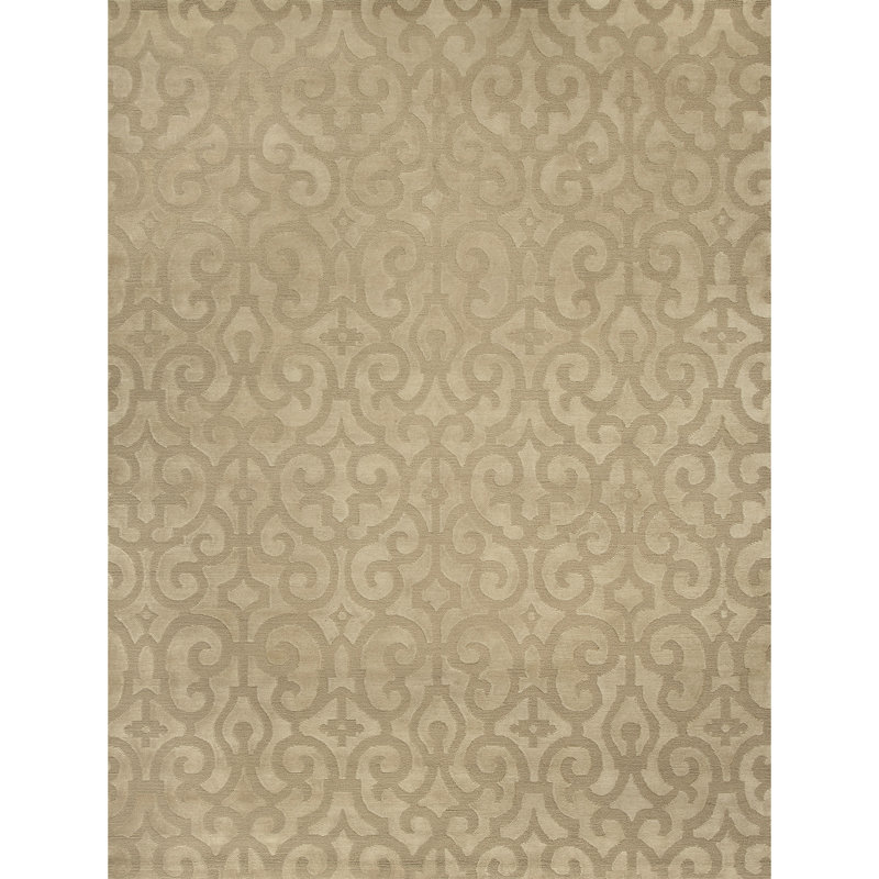 Damask Area Rug in Sand Dollar/Beige, Rectangle 9' x 12'