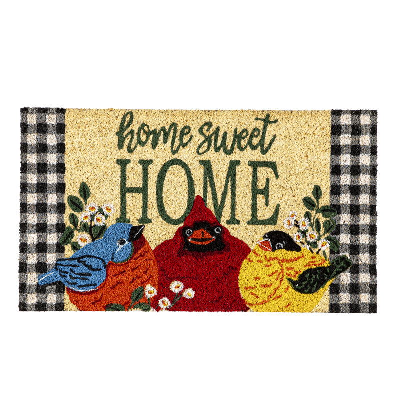 Tapis de porte d'extérieur antidérapant Ararat Portly Birds Greetings 28 x 16