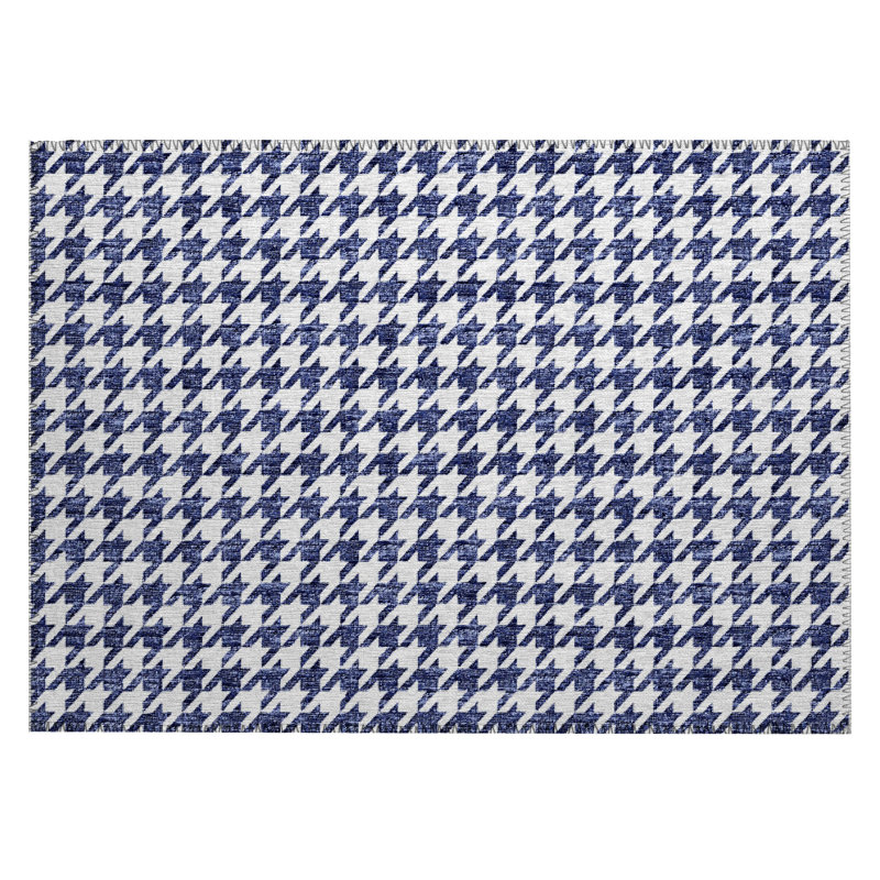 Loreen Washable Houndstooth Indoor / Outdoor Rug, Rectangle 1'8" x 2'6"