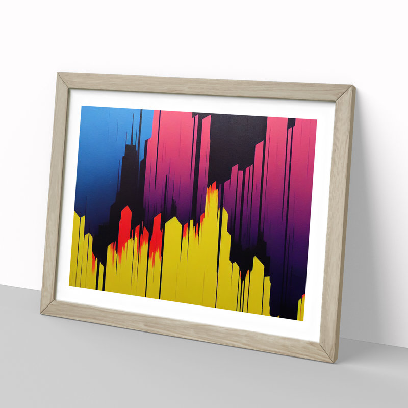Beauteous City Skyline Architecture - Framed Print, 46cm H x 64cm W x 2cm D, Oak