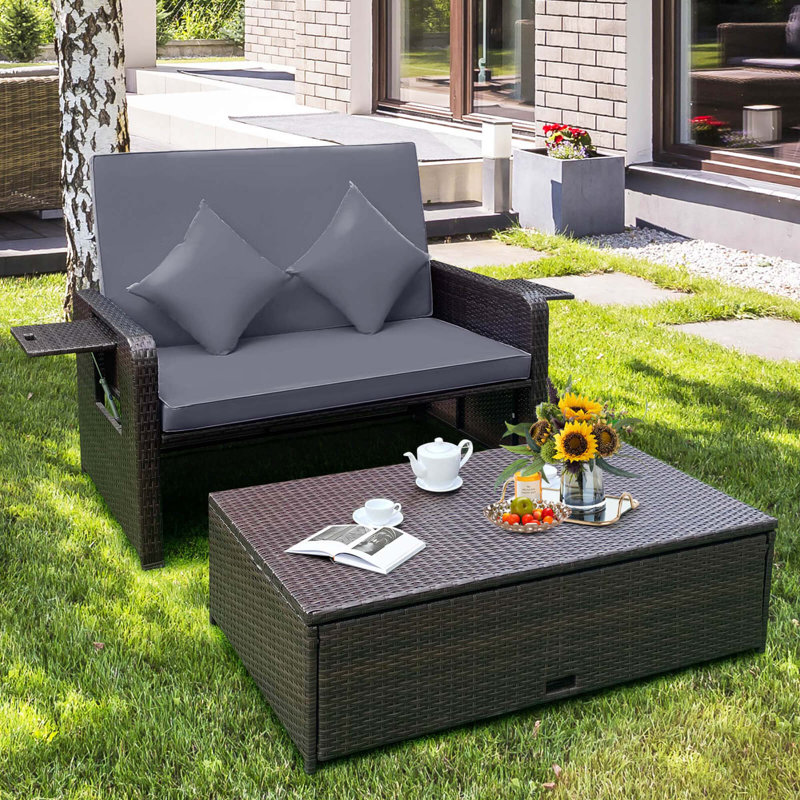  Ensemble de causeuse en rotin pour patio 