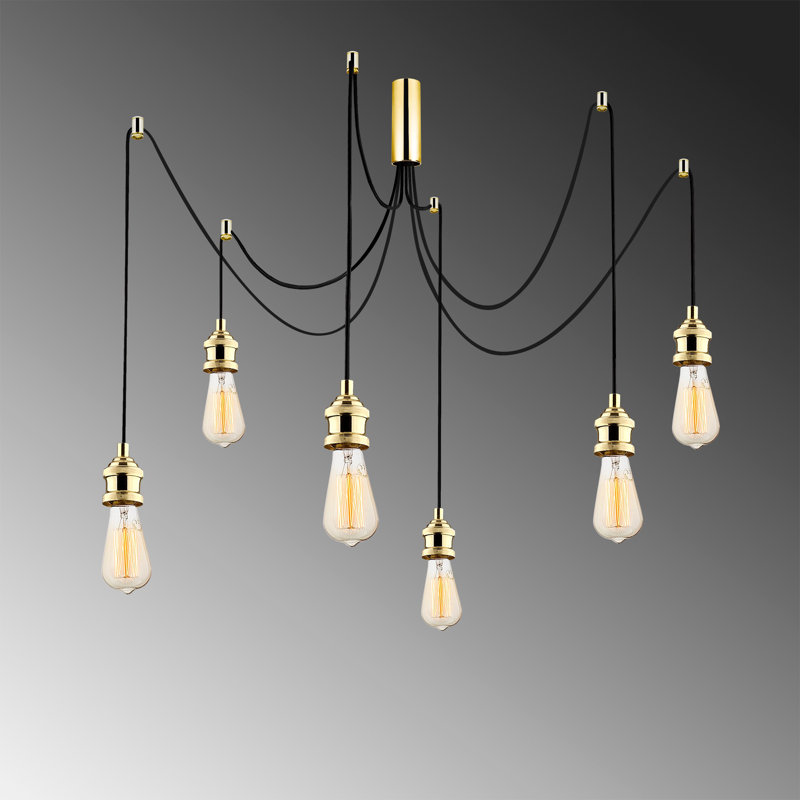 Glamorous Metal Chandelier, Adjustable Height, 49.6 in Diameter, 40.2 in Height | 6 x E27 Sockets (Max 40W) | Elegant Gold Finish, Nostalgia Inspired Design | Perfect for Dining Room & Living Spaces, IP20 Rated
