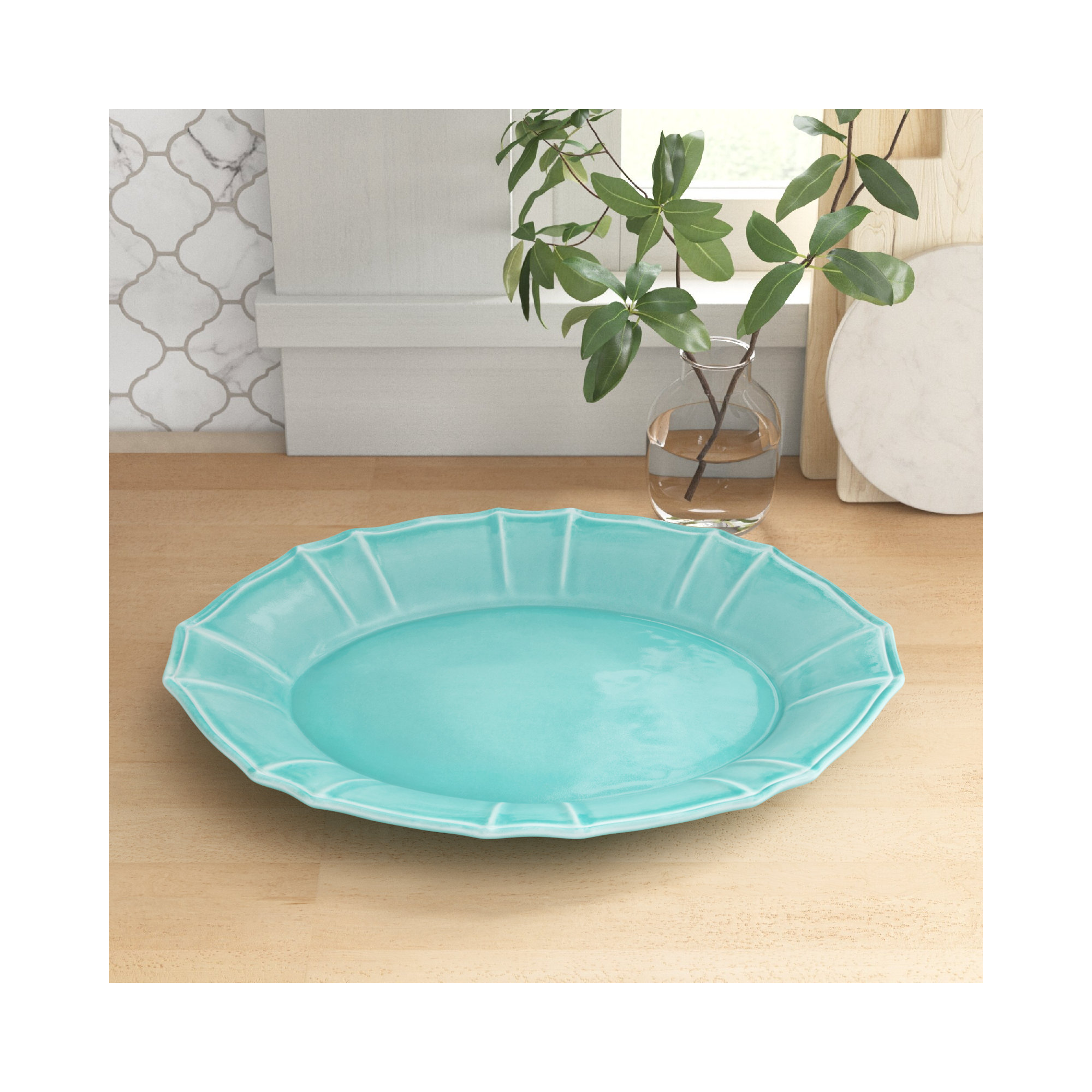 Chloe Oval Platter, Turquoise