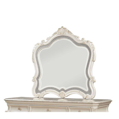 Chantelle 45"x45" Mirror, Pearl White Finish