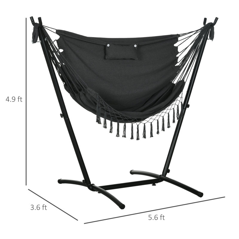 Chaise de patio avec hamac et support, Gray