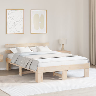 Bed Frame With Headboard Solid Wood Pine