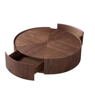 Modern Round Coffee Table with Drawers