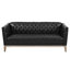 Canapé Chesterfield 3 places en polyuréthane noir, pieds en pin, style moderne.-2051896843
