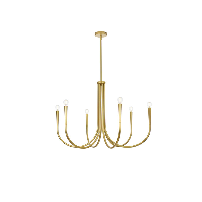 Layne chandelier, 24.5" H x 36" W x 36" D, Brass