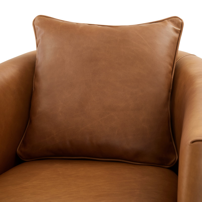 Fauteuil d'appoint pivotant en cuir fleur brun Kristo