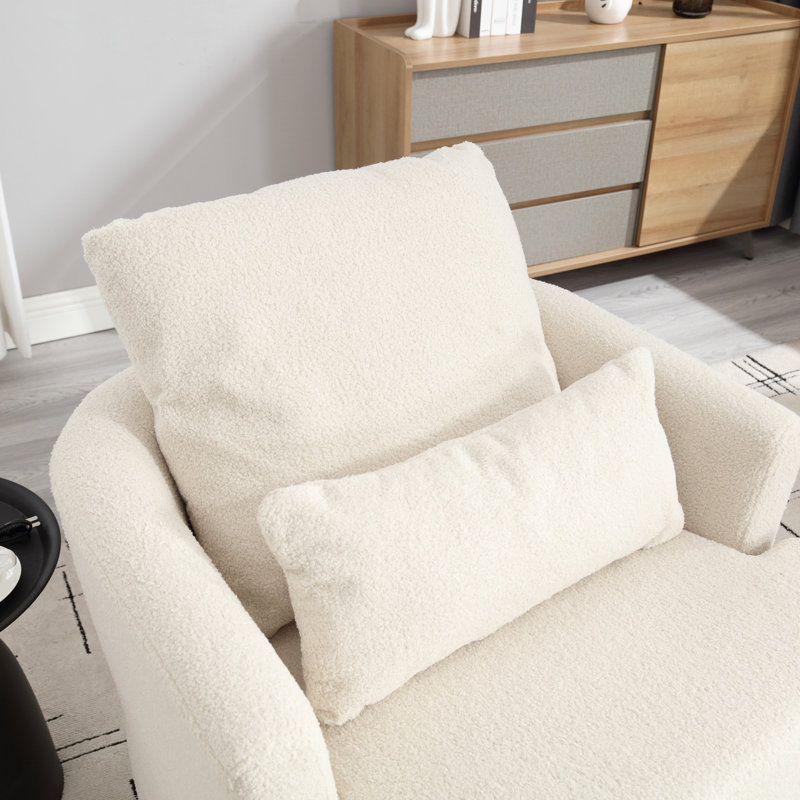 Fauteuil demi-tonneau pivotant Comfy avec rotation à 360 degrés et support de coussin double, Mousse blanche