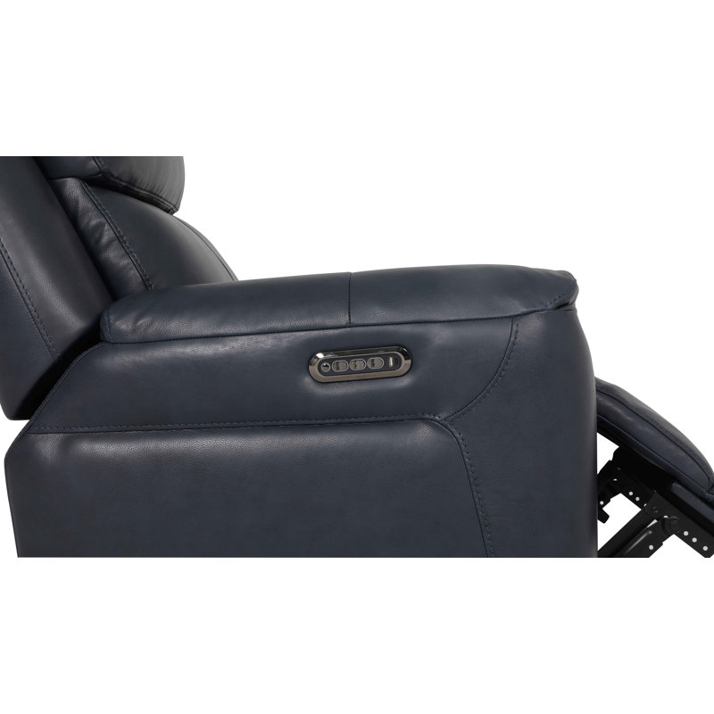 Fauteuil inclinable électrique Minnis P3, ensemble de 2, Opulent cuir fleur à dessus bleu marine