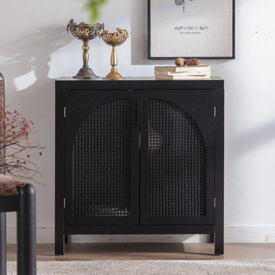 Black Accent Cabinet with Doors, Sideboard Buffet Cabinets with Storage, Adjustable Shelf, 29 Inch Narrow Credenzas Storage Cabinet for Living Room, E by Dakota Fields