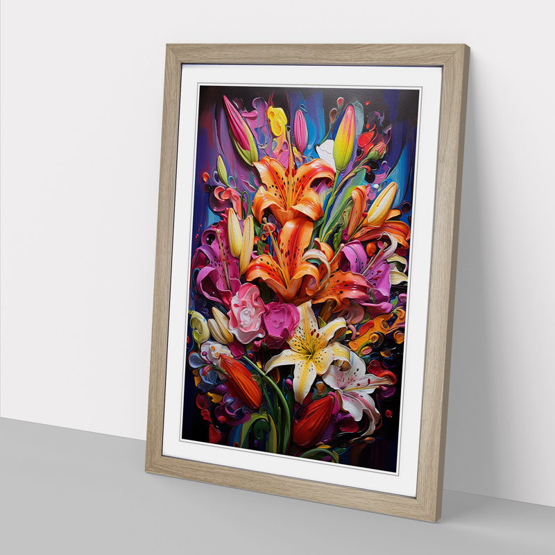 Floral Expressionism No.3 - Framed Print, Oak Framed, 34cm H x 25cm W