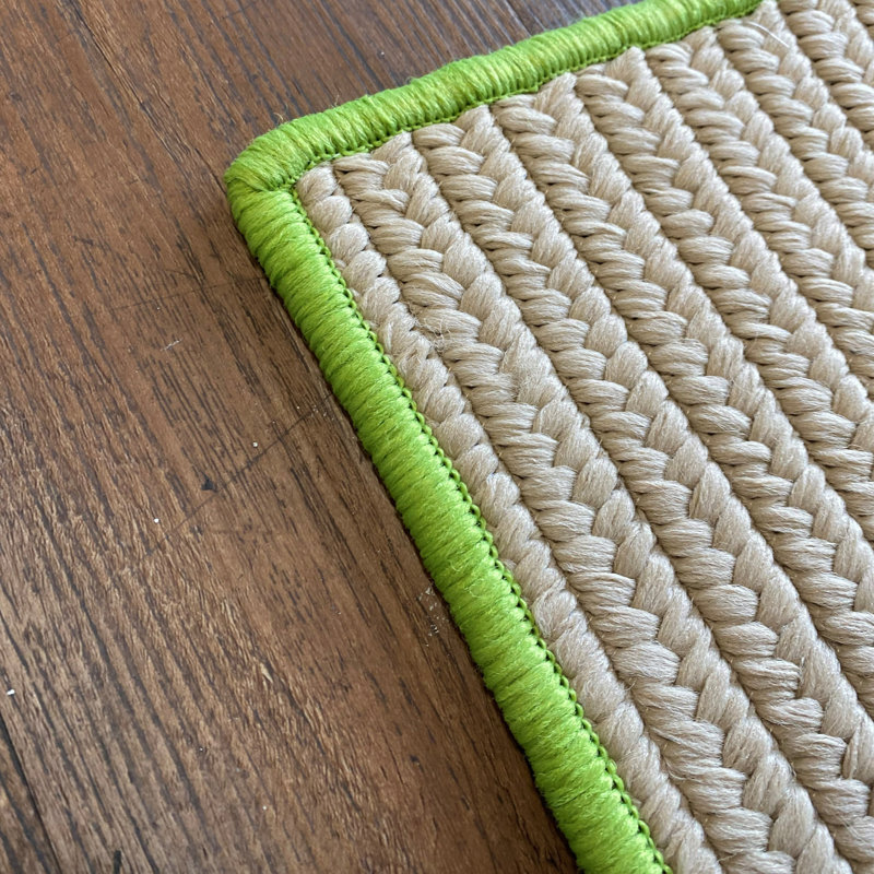 Tapis beige/vert tressé Mulfo, Rectangle 4 pi x 7 pi
