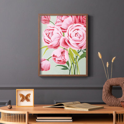 This Year's Peonies I Framed Print - Solid Wood