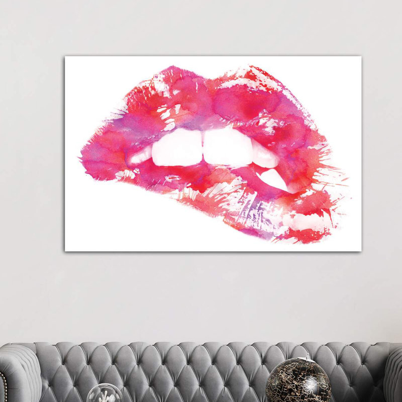 « lippss » par andreas lie-impression, H 32 po x l 48 po x P 1,5 po, Toile tendue