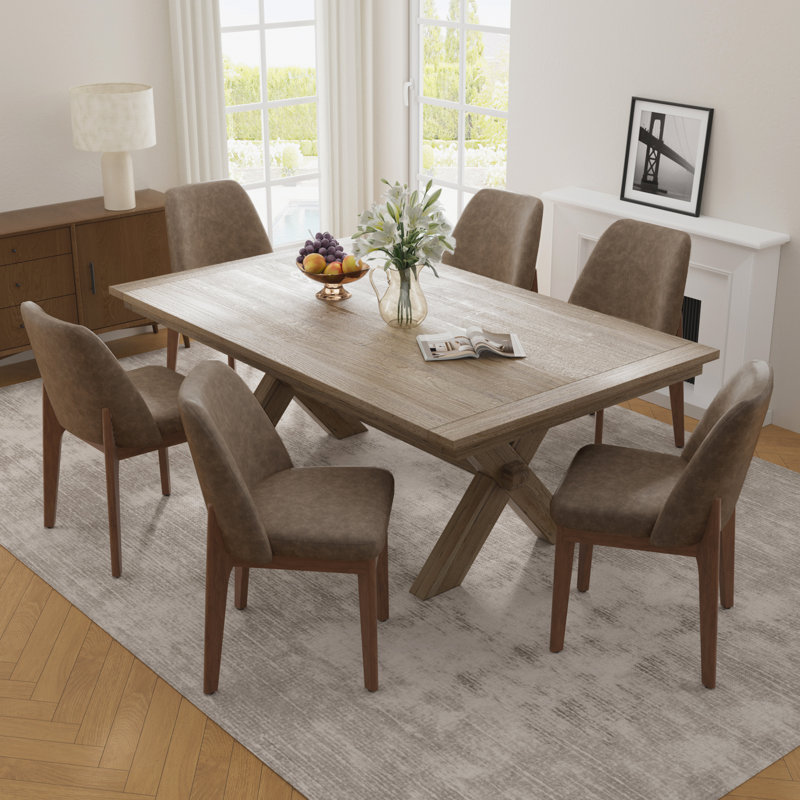Chaises de salle à manger rembourrées en similicuir (lot de 2), 6, Marron foncé