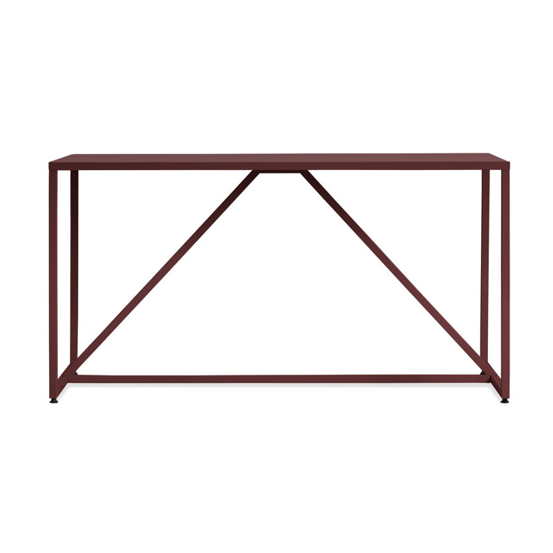 Strut Walnut Wood Dining Table, Oxblood, 35" W x 75" L, Standard (29" Height)