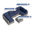 Grey-Blue 7-Piece Modular All-Weather Wicker Rattan Patio Sectional Set, Outdoor Conversation Sofa with Thick Cushions & Glass Table