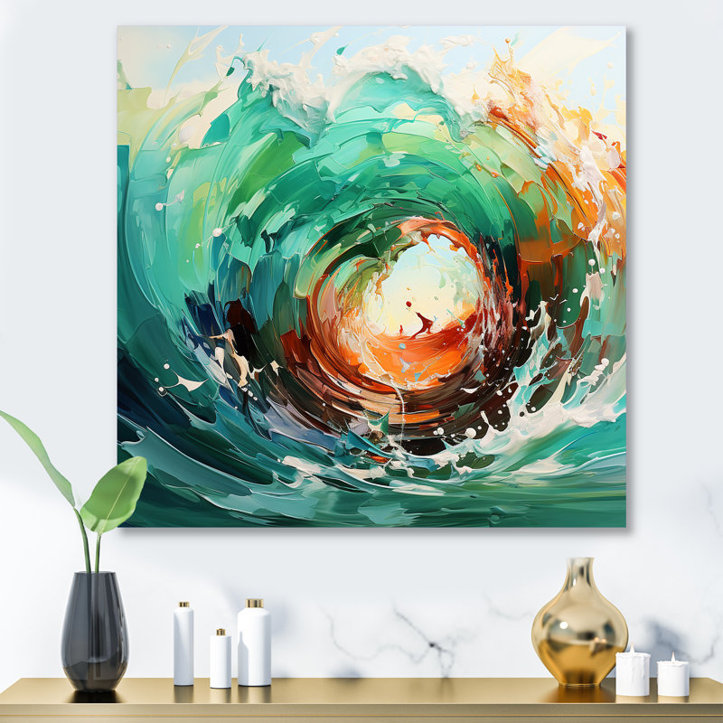 Rolling Surf Waves II - art mural en métal Waves, H 29 po x l 29 po x P 1,5 po