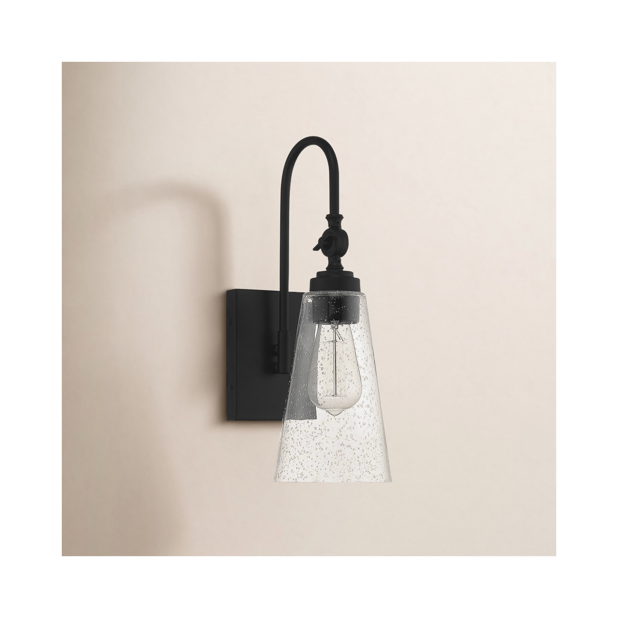Picola Single Light Glass Dimmable Wall Sconce, Matte Black