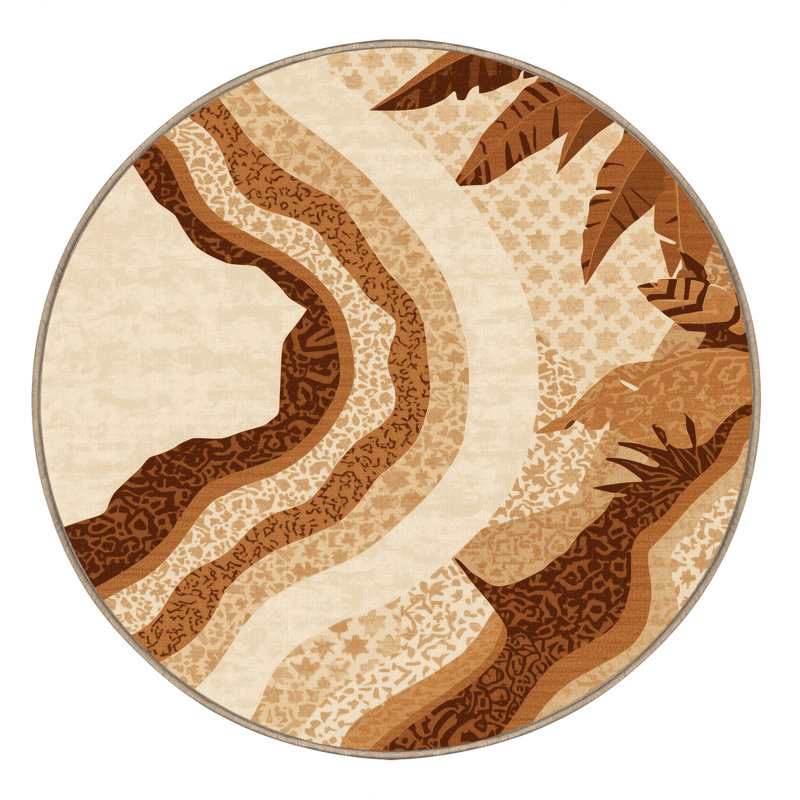 Machine Washable Pacchiana Global Inspired Moroccan Rug in Beige – Beige Binding, 3' Round