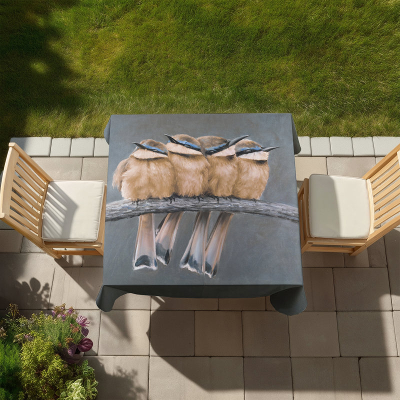 Four Birds Tablecloth | Brown Bird Decor | Indoor/Outdoor Use