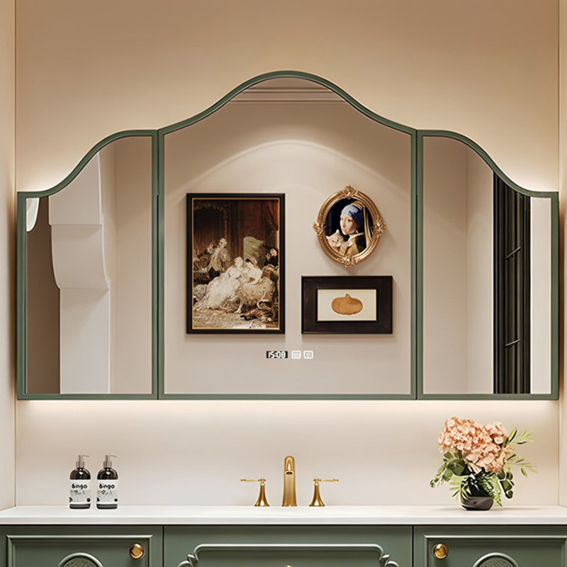Glass and Solid Wood Wall Bathroom Cabinet, H 20,5 po x l 47,2 po x P 19,7 po, Vert