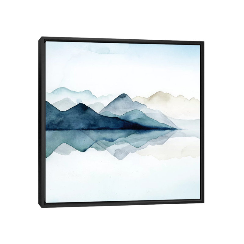 «Glacial I», reproduction sur toile, H 37 po x l 37 po x p 1,5 po, Toile avec cadre noir, Pas de tapis