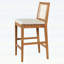 Tabouret de bar extérieur avec coussin, bois fini teck et osier jaune, ensemble de 2 pour une assise confortable