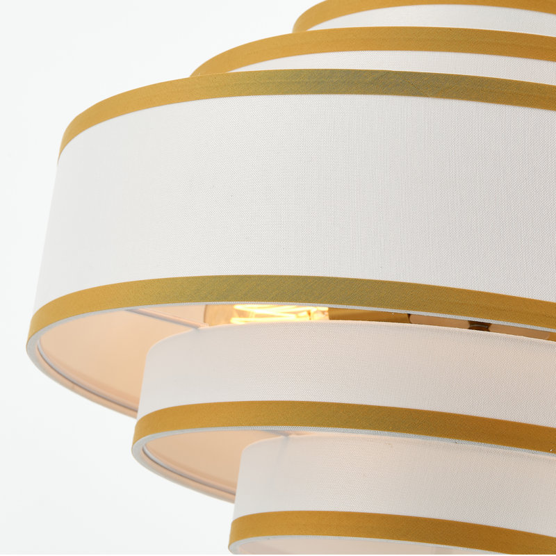 4-Light Modern Drum Linen Chandelier, 6 Tiers, Gold, 4 Lights